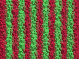 Fototapeta premium Vibrant abstract pattern with floating red and green 3D cubes