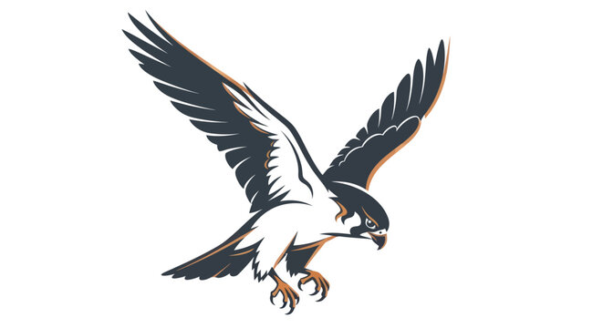 Soaring falcon in flight vector illustration against a clean white backdrop