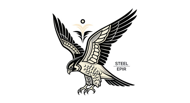 Soaring hawk illustration graphic against white background vector art