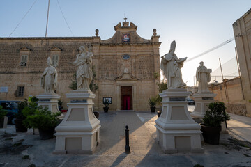 Fototapeta premium Church of St Augustine facade and statues - Rabat, Malta