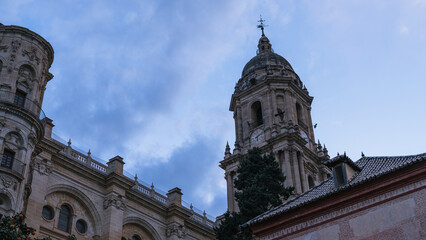 Fototapeta premium Grand architecture of a majestic European cathedral, low angle view