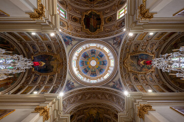 Fototapeta premium Baroque dome ceiling of Sannat Parish Church - Sannat, Malta