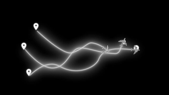 Abstract Airplane Flight Paths Animation