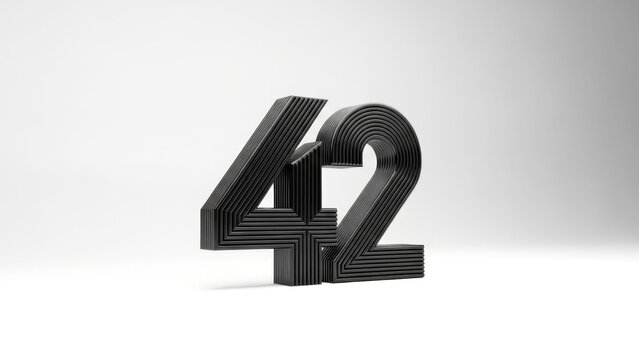 Number 42 Image: 3D Rendered Typography, Minimalist Design, Symbolic Significance, Modern Aesthetic, Graphic Resource, Creative Expression