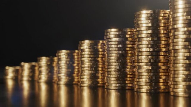 Gold coin stack finance saving strategy for tax saving wealth growth and prosperous future investment planning