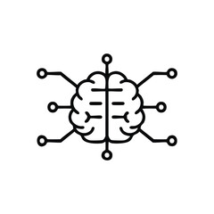 Artificial Intelligence Brain Circuit Line Icon Technology and Machine Learning Concept