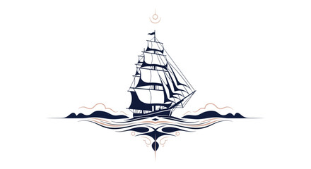 Sailing ship illustration against white background for graphic designs © Zero