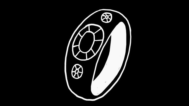 Wiggly hand-drawn diamond wedding ring icon on transparent background 4