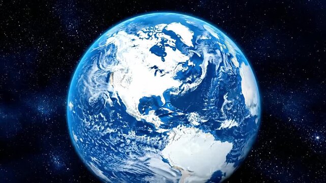 A stunning visual representation of our planet from space showing blue oceans and white clouds