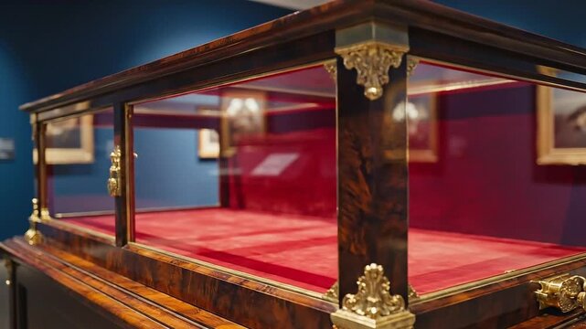 Elegant Empty Display Case: Luxury Craftsmanship and Anticipation