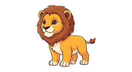 Fototapeta premium Cute cartoon lion with a fluffy mane on a white background