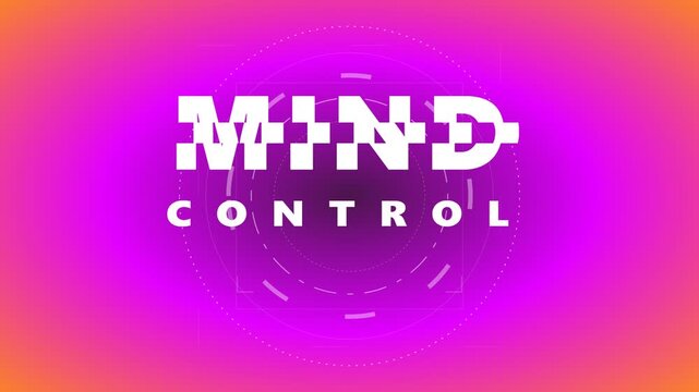 Digital Mind Control Glitch Effect Animation with Futuristic UI on Vibrant Gradient