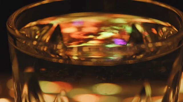 Close-up of a clear drink in a glass.