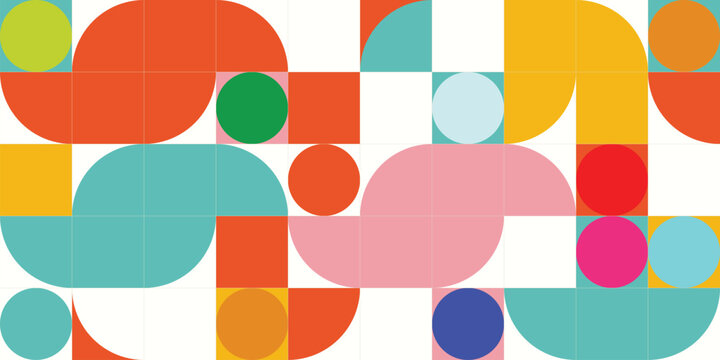 Geometric Abstraction: A vibrant, eye-catching composition of shapes and colors in an abstract design that celebrates art.