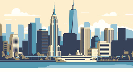 Naklejka premium Chrysler building vector of New York City skyline illustration