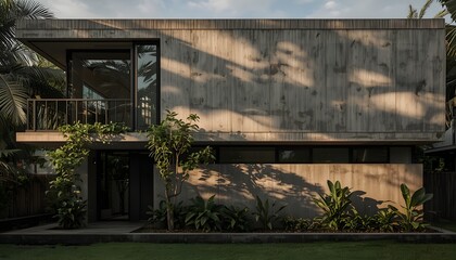 Fototapeta premium Modern concrete architecture with sunlight and shadows