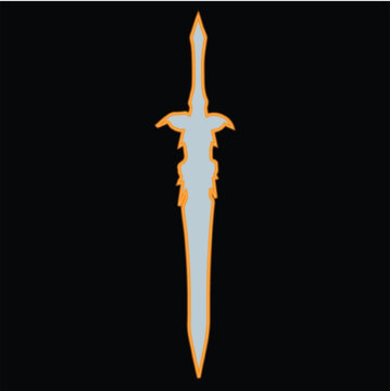 Neon Talwar Sword Icon in Futuristic Style