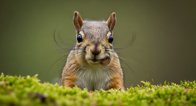 Funny crazy squirrel cartoon style character with long whiskers
