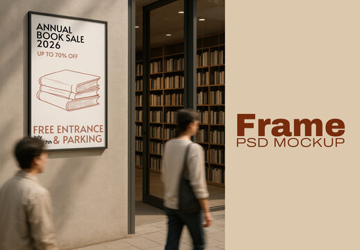 Bookstore Sale Poster Mockup PSD