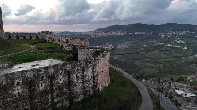 Krak des Chevaliers, Syria Majestic Aerial Panorama of Medieval Crusader Fortress