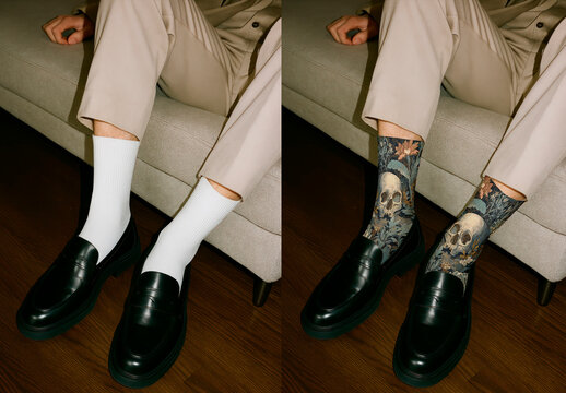 Contrast Of Socks Mockup PSD