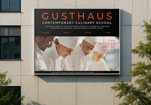 Culinary School Advertisement Billboard Mockup PSD
