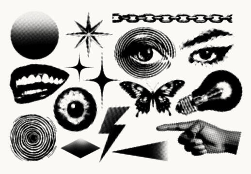 Eclectic Retro Pop Art Elements Design Set