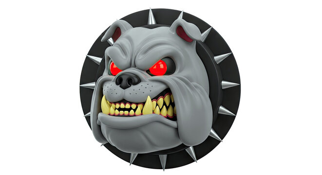 Angry Bulldog Head with Spiked Collar