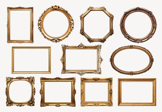 Elegant Vintage Ornate Gold Frames Element Design Set