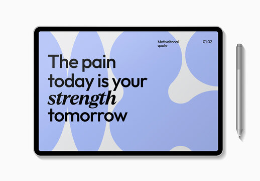 Inspirational Quote On Tablet Screen Mockup PSD