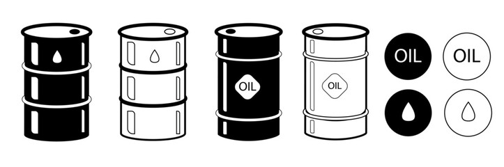 Global Oil Crisis Barrel Icon and oil drop Vector Line Illustration