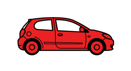 Fototapeta premium A red hatchback car illustration side view.