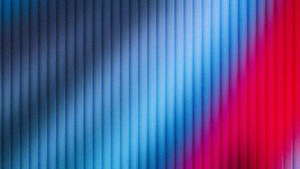 Fototapeta premium Grainy ocean blue and red reeded glass texture with vibrant lo-fi noise. Ideal for creative retro digital art and warm aesthetic media surfaces.
