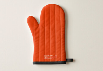 Orange Quilted Kitchen Oven Mitt Mockup PSD