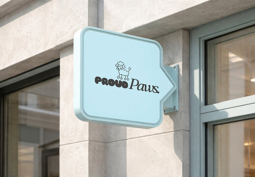 Pet Grooming Shop Sign Mockup PSD
