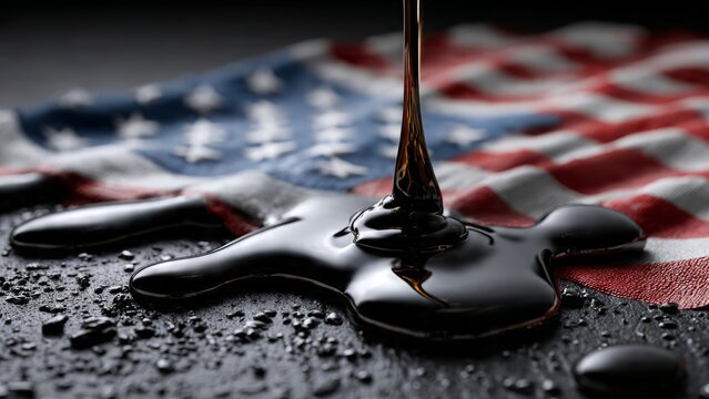 American Flag Stained with Black Oil