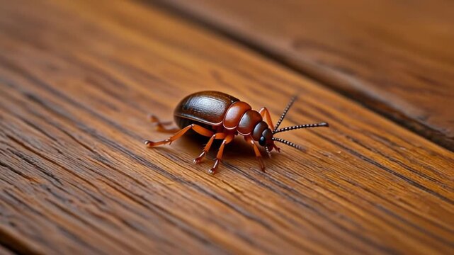 Bed Bug Pest Infestation on a Wooden Surface Macro