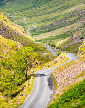 Honister Pass road,mid-summer,the Lake District,Cumbria,England,United Kingdom.