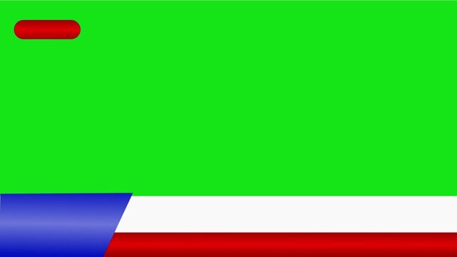 lower third white, blue and red on a green background simple style