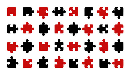 Naklejka premium Puzzle icons symbolizing teamwork, collaboration, problem solving, and business solutions.
