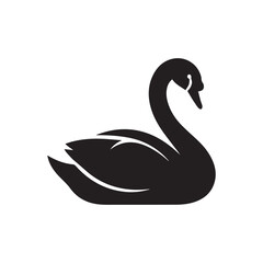 Fototapeta premium Swan Silhouette Vector Illustration, Black Swan Icon