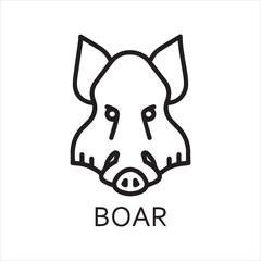 Obraz premium Black icon style line art, head wild animal boar.