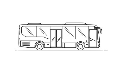 Front view bus line art outline vector public transport vehicle isolated on white background © Ashik 