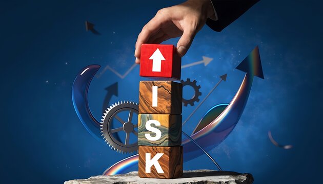 Hand Placing Red Arrow Block on Wooden I S K Stack