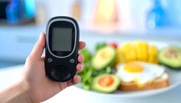 Biohacking Diet Concept with Blood Glucose Monitor