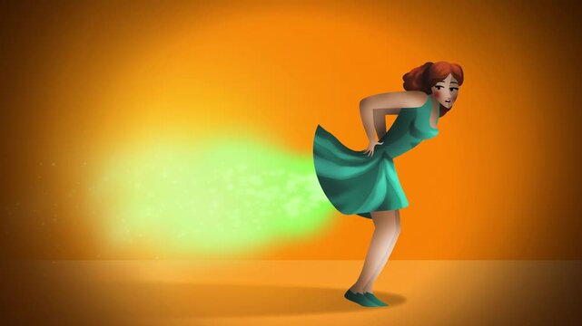 woman with stomach pain and flatulence problem