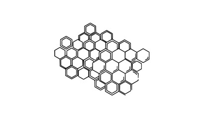 Honeycomb hexagon cells outline vector beehive honey structure design isolated on white © MstMonisha