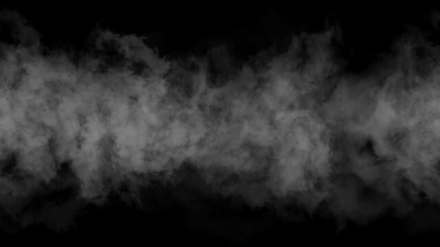 4K white smoke fog looping animation on black background