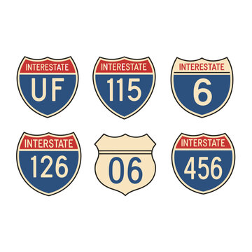 Interstate Road Signs Set vector illustration