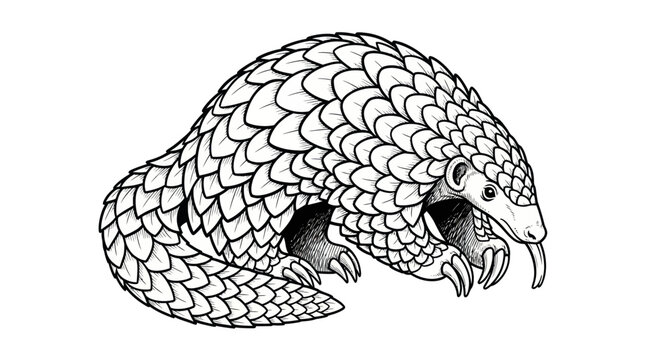 Pangolin Illustration - Unique Scaly Mammal Drawing